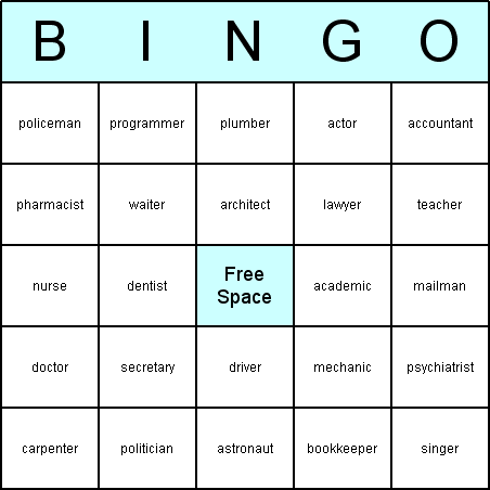 Jobs Bingo Card
