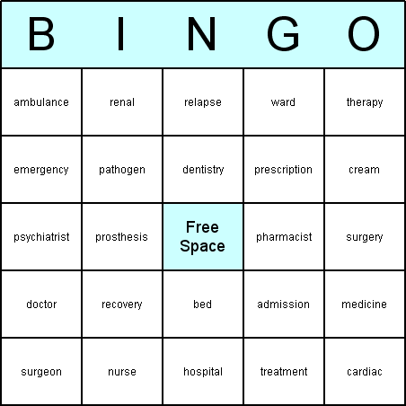 Medical Bingo Card